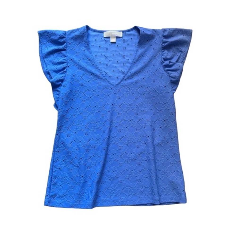 Michael Kors Royal Blue Eyelet Blouse